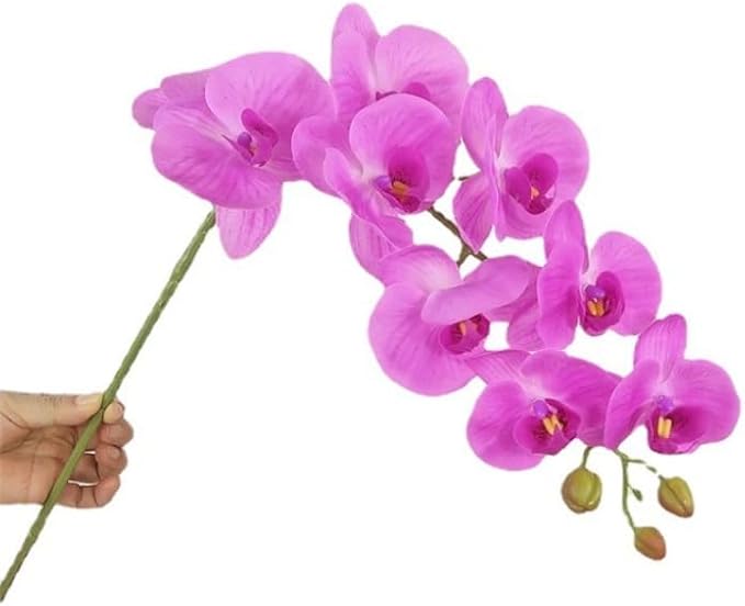 2 Pcs Orchid Stems 38" Artificial Flowers Real Touch Latex Faux Phalaenopsis Branches White Artificial Flowers for Wedding Party Home Garden Decor (Purple, 38“)