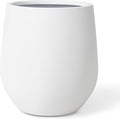 12.5" H x 11.4" D Premium Corso Fiberstone Round Tapered Planter with Drainage Hole, Weather Resistant for Indoor and Outdoor Use, Included 2 Extra Coco Mats (White, 9" Pot Opening)
