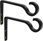 QIEGL Hanging Plant Bracket 6inch Metal Plant Hook Shepherds Hook Decorative Wall Plant Hanger for Hanging Lanterns, Bird Feeder, Flower Basket, Home Decor Indoor & Outdoor 2 Pack (Black)