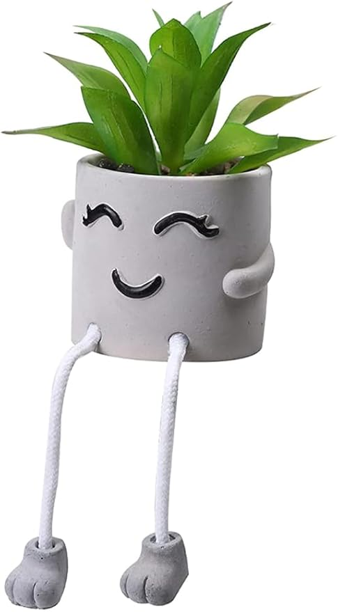 Zen Home Cute Fake Plants for Shelf - Mini Succulent Plants - Small Artificial Plants for Shelf Decor - Desk Plants for Office - Small Faux Plant - Fake Desk Plant for Office or Class (Shy Mom)