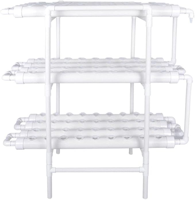 Hydroponics Growing System Kit,108 Plant Sites 3 Layers Food-Grade PVC-U Pipes Hydroponic Grow Kit Gardening System with Water Pump, Timer,Net Pots and Sponge for Vegetables,Fruits,Herb