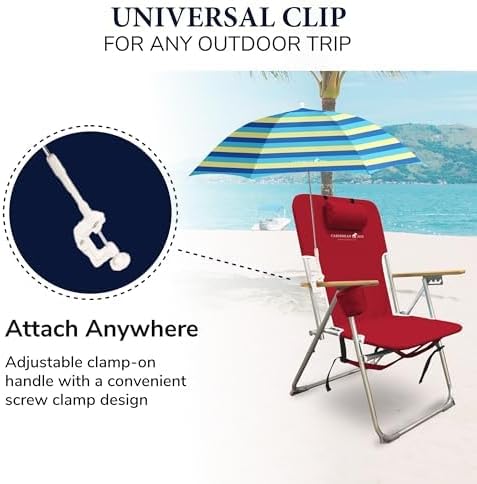 CARIBBEAN JOE Umbrella for Beach Chair, Adjustable and Universal, UV Protection