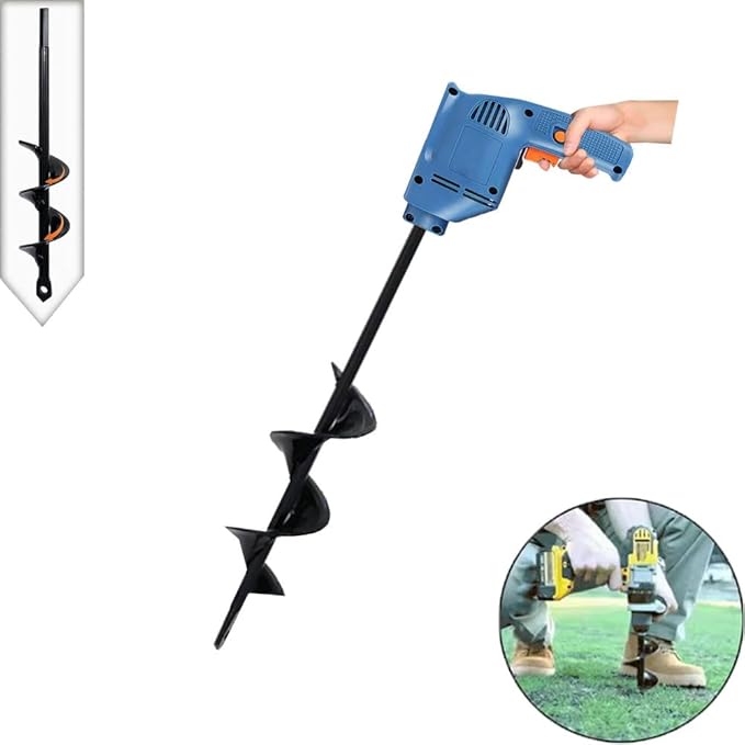 Auger Drill Bit for Planting 1.6 x 8.7in & Garden Drill Bit for 3/8" Hex Drive & Earth Post Hole Digger Bulb Planter Plant Flower Planting Auger for Drill Rapid Bedding Digging