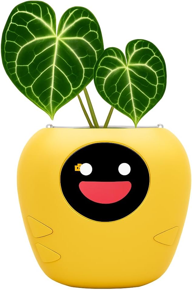 New 2026 Ai Smart Planter – Extra Large Interactive Plant Pot, Pet Plantagotchi, robot, Leafypod and Plantiboy, Robot Flower Pot with Feelings, Indoor Flowerpot with Water, Digital Gifts (Yellow)