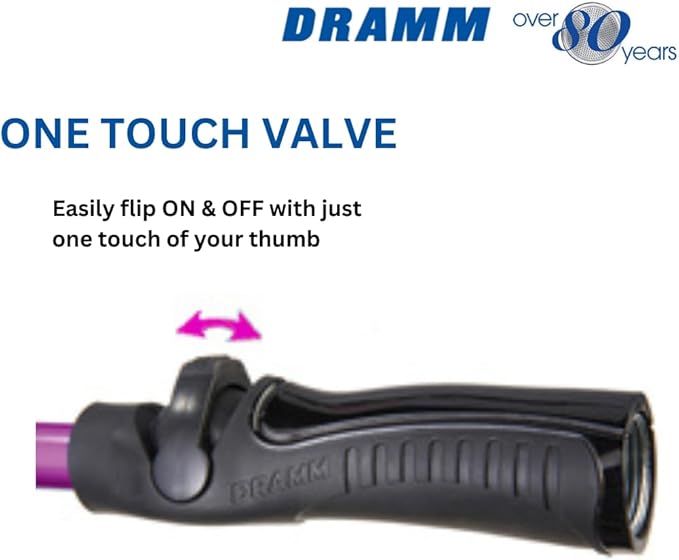 Dramm RainSelect Rain Wand – 16 Inch Aluminum Watering Wand with 9-Pattern Adjustable Spray Head & One Touch Thumb Control Valve – Garden Hose Wand for Containers, Raised Beds– Green