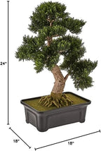 Nearly Natural 4103 24in. Cedar Bonsai Silk Plant,Green