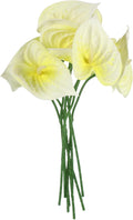 uxcell 8Pcs 11inch Artificial Anthurium Lily Flowers, Permanent Flower Bouquet for Home Arrangements Wedding Festival Decoration Crafts Store Decor Accessories, Pale Yellow