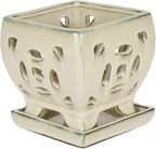 W&W Orchid Pot with Holes and Saucer for Repotting, Cream White, 5.5"