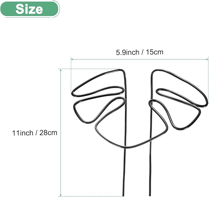 M METERXITY 1-Pack Monstera Plant Support, 11x5.9 Inch Reusable Sturdy Alloy Plant Support Stakes Unique Design for Potted Plants Flowers/Vegetables/Indoor Outdoor Climbing Plants [Black]