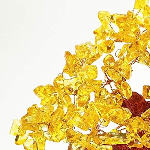Colorsheng 7 Inch Quartz Crystal Money Tree Bonsai Feng Shui Gem Decoration for Wealth and Luck (Yellow)