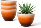 Vanslogreen 8 Inch Plant Pots with Drainage Hole, 4 Pack Plastic Flower Pots, Modern Sleek Decorative Planter for Indoor Outdoor Plants Succulent Snake (Orange)