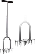 Walensee Lawn Aerator Spike Metal Manual Dethatching Soil Aerating Lawn with 15 Iron Spikes, Pre-Assembled Grass Plug Aerator Tools for Yard, Lawn Aeration, Garden Tool, Revives Lawn Health, Patented