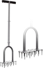 Walensee Lawn Aerator Spike Metal Manual Dethatching Soil Aerating Lawn with 15 Iron Spikes, Pre-Assembled Grass Plug Aerator Tools for Yard, Lawn Aeration, Garden Tool, Revives Lawn Health, Patented
