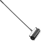VEVOR Rolling Lawn Aerator, 21-inch Heavy-Duty Manual Rolling Aerator Lawn with Detachable Handle and 33 Iron Spikes, Rolling Lawn Aeration Tool for Garden Patio Yard Compacted Soils and Lawns, Black