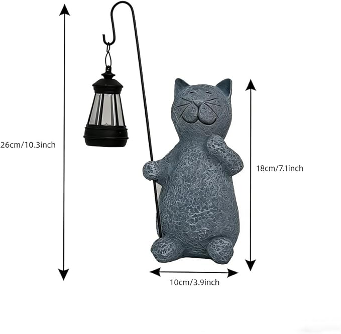 Cat Solar Garden Statues, Resin Cat Figurine Decorations,Outdoor Figurines for Lawn Patio Balcony Yard Ornament, Unique Housewarming and Birthdays Gifts for Mom Women Grandma