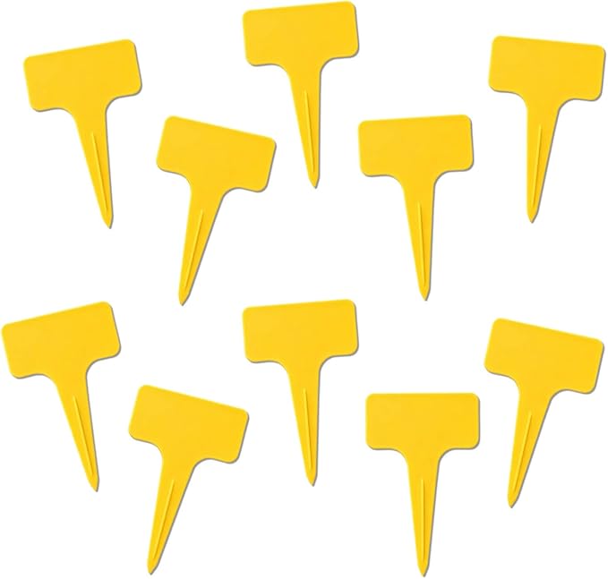 200 Pcs Thick T-Type Plant Labels, 4 Inch Waterproof PP Hard Plastic Garden Markers, Reusable Nursery Tag Stakes for Indoor Outdoor Potted Plants, Seedlings, Flowers, Vegetables & Herbs(Yellow)