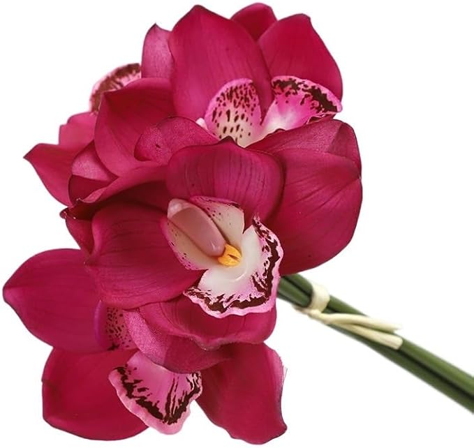 HUFFA Moisturizing Hand-Feeling Orchid Bundle Home Living Room Decoration Ornaments Fake Flower Bonsai Hand-Feeling Phalaenopsis(Purple)