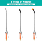All Metal Sprayer Wand with 3 Types of Nozzles, Fan Nozzle Replacement Sprayer Wand, Stainless Steel Sprayer Wand with 1/4" & 3/8" Brass Barb and 2 Hose Clamps (3 Nozzles 44 Inches Sprayer Wand)
