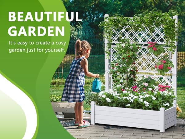 Durable Resin Raised Garden Bed with Drainage Holes & Reinforced Corners - Lightweight Flower Boxes Outdoor for Vegetables, Herbs, and Patio Garden Enclosure System (Ashen, 43.43*18.27*59.29)