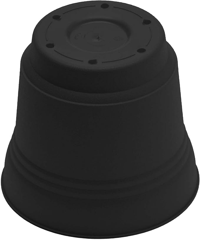 Bloem Saturn 14" Black Round Resin Planter Pot with Snap-in Saucer for Indoor and Outdoor Gardening