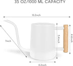 Watering Can Indoor Plants, 35 oz/1000 ml Metal Stainless Steel Watering Can Pot with Long Spout for Indoor House Plants Bonsai Outdoor Garden Flower Decorative (White)
