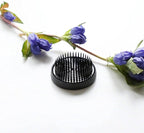 Wazakura Ikebana Kenzan Flower Pin Frog, Made in Japan, Floral Arranging Tool, Round - 61mm(2.4") Black