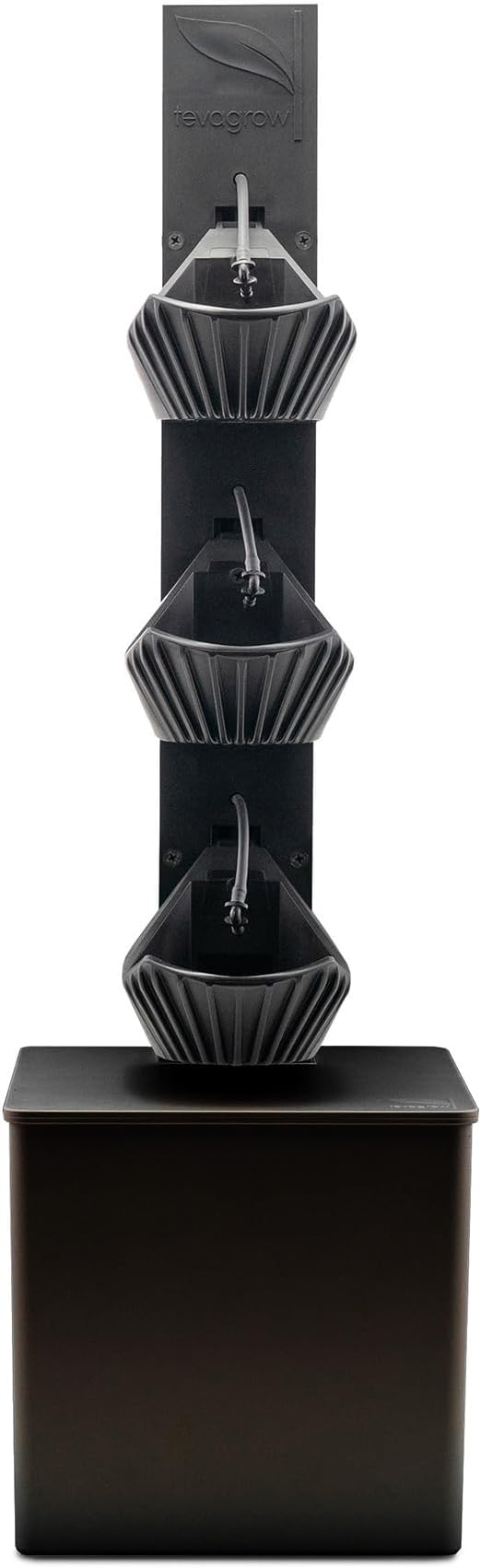 Tevatower Mini Smart Self-Watering Indoor Garden System - 3-Tier 4-Inch Planter Pot for Herbs, Flowers and Indoor Plants, Compact Smart Planter for Home Kitchen Office - Midnight Black