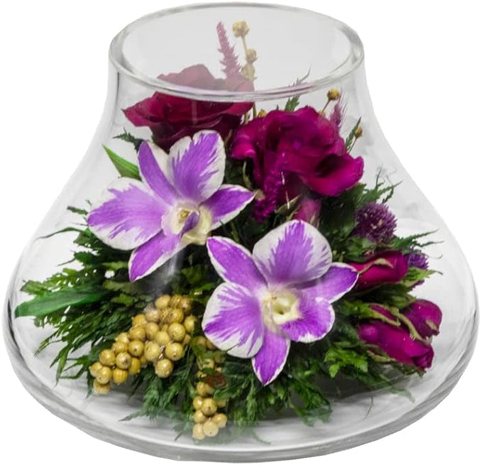 Luxury Orchid Arrangement | Preserved Orchids in Glass Vase | Long-Lasting Flowers for Anniversary, Wedding, or Corporate Gifts