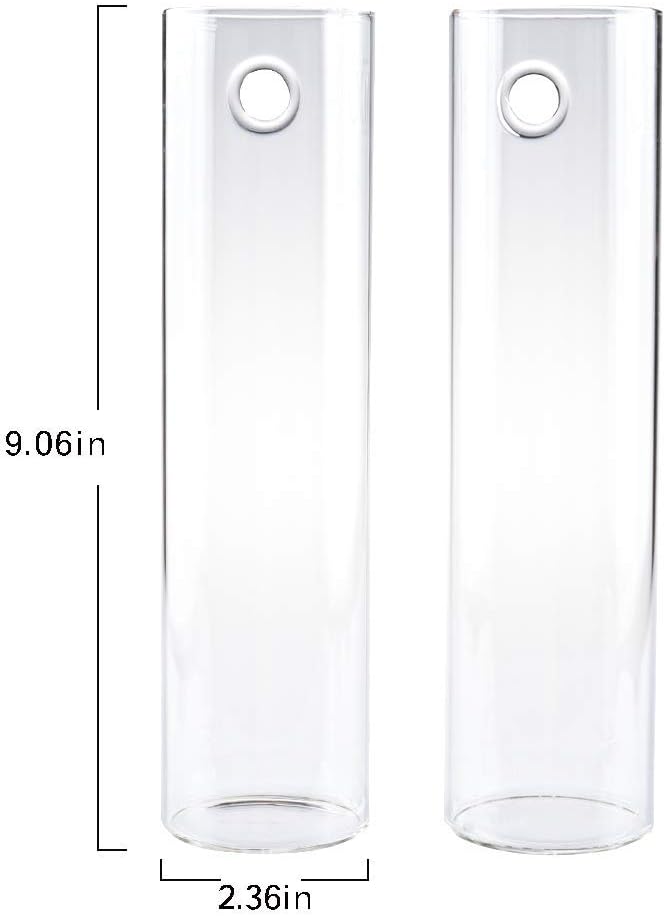 Kingbuy Wall-Mounted Plant Terrarium Propagation Station - 2 Cylinder Hanging Glass Tubes Planter for Hydroponic Plants, Indoor Wall Vases & Decorative Plant Holder Bathroom Office Living Room Decor