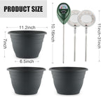 2 Pack 11 Inch Plant Pots with LED Grow Lights,Indoor Flower Pots with Full Spectrum Dimmable Lights,Drainage Holes & Plug,Soil Moisture Meter Included,Modern Planters for Home Office