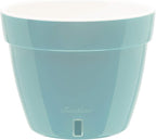 DECOPOTS - Self Watering Planter - Modern Flower Pot with Water Level Indicator for All House Plants, Flowers, Herbs (Diameter 7.9", Menthol/White)