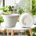 5 Pack 10 Inch Plant Pots for Indoor Outdoor,Plastic Floor Planters with Drainage Holes,Lightweight Flower Pots for Home,Patio & Garden(White)