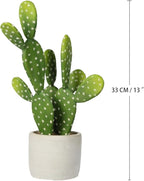 DILATATA 13' Small Fake Cactus Plant Potted 'Prickly Pear Cactus' Faux Cacti for Home Garden Office Decor Housewarming Gifts