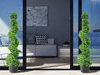2 Pack 3FT Artificial Spiral Topiary Trees, Realistic Boxwood Trees, Evergreen PE Faux Plants with Durable Pot, Outdoor & Indoor Year-Round Garden, Patio, Porch, Home Entryway Decor