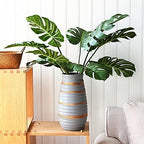 Artificial Monstera Leaves Real Touch Monstera Deliciosa Plant Leaf Stems Faux Tropical Palm Tree Greenery for for Home Indoor Outdoor Decor (Green - Pack of 6pcs)