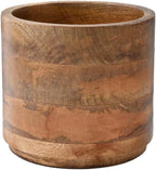 Serene Spaces Living Medium Mango Wood Cachepot – Natural Wooden Pot for Faux Flowers & Indoor Plants – Decorative Plant Holder for Home, Office, and Restaurant Decor – 6.5" Diameter & 6" Tall
