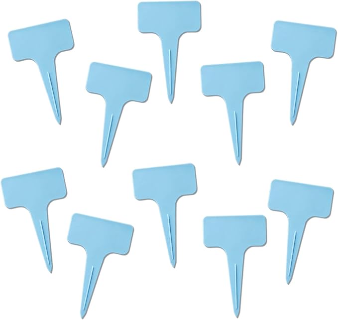 200 Pcs Thick T-Type Plant Labels, 4 Inch Waterproof PP Hard Plastic Garden Markers, Reusable Nursery Tag Stakes for Indoor Outdoor Potted Plants, Seedlings, Flowers, Veggies & Herbs(Light Blue)