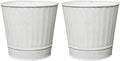 Hosley Pack of 2 White Wash Metal Planters, 5" Diameter x 4.8" High Rustic Farmhouse Buckets for Floral Arrangements, Weddings, Parties, Events & Home Décor