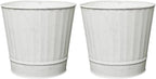 Hosley Pack of 2 White Wash Metal Planters, 5" Diameter x 4.8" High Rustic Farmhouse Buckets for Floral Arrangements, Weddings, Parties, Events & Home Décor
