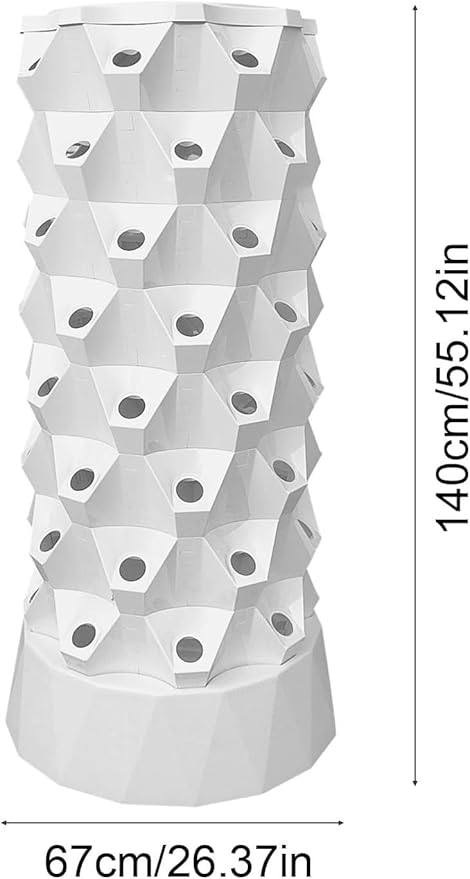 Hydroponic Tower, 14-Layer Hydroponics Growing System Kit with 70 Slots, Vertical Garden System with 20L Water Tank and Pump for Indoor Outdoor Home, Balcony & Patio (64 Slots)