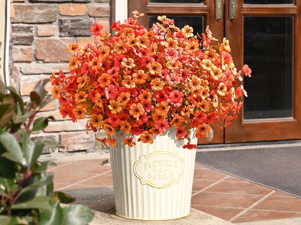 Waipfaru 24 Bundles Artificial Flowers Plants for Outdoor Indoor, UV Resistant Fake Flowers Outdoor Plastic Plants Shrubs Outside Porch Patio Garden Yard Decor