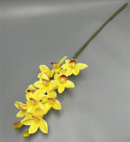 4Pcs Yellow Artificial Orchids Realistic Touch Fake Cymbidium Orchids, 10 Heads Lifelike Flowers for Wedding Centerpieces Home Decor Living Room Bathroom Office Vase Arrangements (yellow)