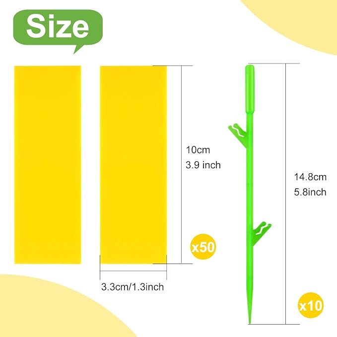 Fruit Fly Traps, 60 Pack Yellow Stick Traps, Fungus Gnat Traps, Plant Fly Stickers for Indoor and Outdoor Use Protect The Plant