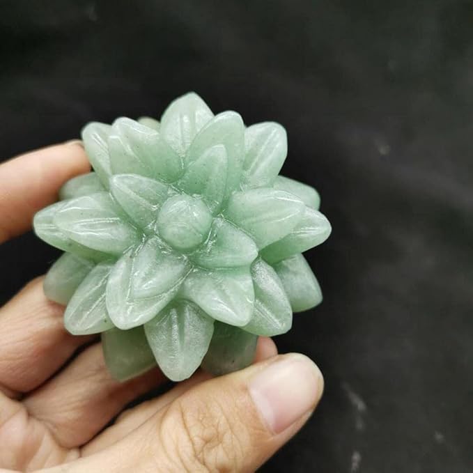 Natural Stone Crystal Carved Green Aventurine Succulent Plant Figurine for Decoration