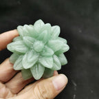 Natural Stone Crystal Carved Green Aventurine Succulent Plant Figurine for Decoration