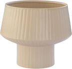Wide Top Modern Handmade Metal Indoor Planter with Unique Shape, Vertical Grooved Design and Anti-Scratch Pads, Rust-Resistant Finish that is Sustainable Non-Plastic Pot Recyclable Metal Vase (White)
