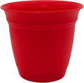 The HC Companies Eclipse Round Planter with Saucer - Outdoor & Indoor Plant Pot with Drainage Holes - Lightweight, UV-Resistant Plastic Pots for Plants, Flowers & Herbs (6" Red, Pack of 1)