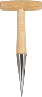 Hand Dibber Stainless Steel Sow Dibbler with Wooden Handle Garden Hole Punch Dibbler Tool for Planting Flowers Tulips, Transplanting Plants,Transplanting Seedling (Garden Dibbler)