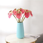 NatureMan 8 PCS 24inch Artificial Anthurium Lily Flowers Permanent Flower for Home Decoration Bouquet and Green Leaf,Wedding Festival Decoration Flower Arrangement(Pink)