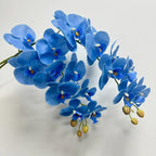 2 Pcs Orchid Stems 38" Artificial Flowers Real Touch Latex Faux Phalaenopsis Branches White Artificial Flowers for Wedding Party Home Garden Decor (Blue, 38")